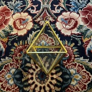 Gold Diamond Shaped Hanging Air Plant Holder